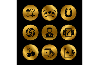 Gold and black lottery, roulette, casino, slot machine, gambling vecto