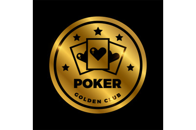 Shine golden poker label design. Golden vector casino icon