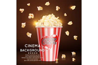 Cinema background with vector realistic popcorn