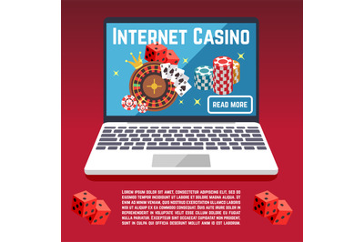 Internet casino page template with dice, poker, cards