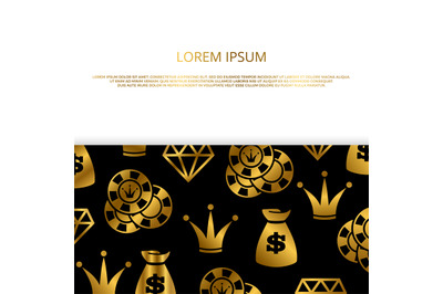 Luxury casino banner template with golden playing elements