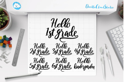 Hello Grade Bundle SVG, 1st Grade of School, School PNG.