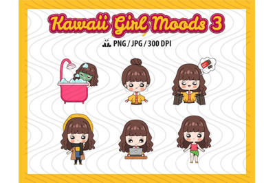 Cute Girl Clipart, Kawaii Clipart, Digital Planner Stickers