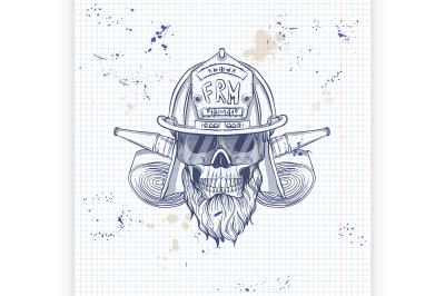 Sketch fireman skull