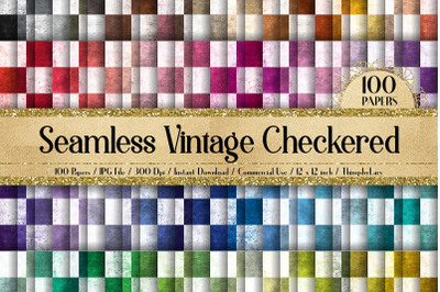 100 Seamless Vintage Checkered Chess Board Digital Papers