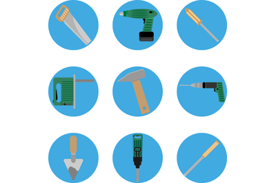 Icon construction tools set illustration