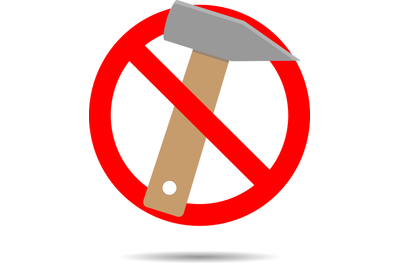 Ban hammer icon flat