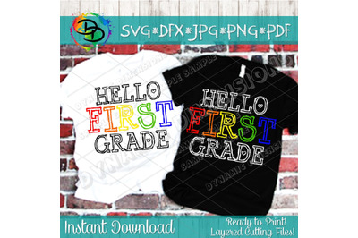 Hello First Grade SVG, Back to school, school cut file, school shirt,