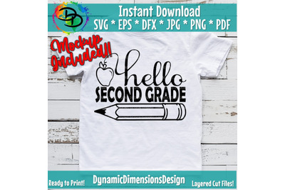 Hello Second Grade SVG, Hello 2nd Grade, Back to school, school cut fi