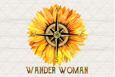 Wander Woman Png, Sunflower Png, Compass Png