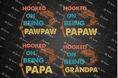 Hooked On Being Papa/Papaw/Grandpa/Pawpaw, Fishing Dad, Fishing Svg, F
