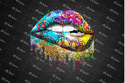 Hippie lips Png, Hippie Peace Lips Png, Sexy Lips Png