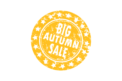 Big autumn sale, promotion advertising stamp