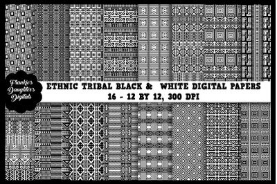 Boho Ethnic Tribal Black and White Papers