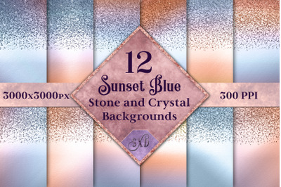 Sunset Blue Stone and Crystal Backgrounds - 12 Images