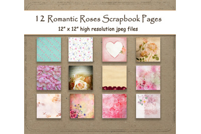 Romantic Roses Digital Paper Layout 12&amp;quot; x 12&amp;quot; Floral scrapbook pages 1