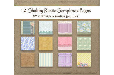 Shabby Chic Digital Paper Layout 12&amp;quot; x 12&amp;quot; Pattern texture scrapbook f