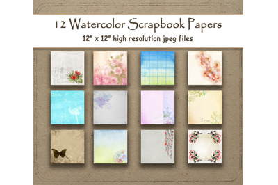Watercolor Flower Scrapbook Paper 12&amp;quot; x 12&amp;quot; water color  Flowers Weddi