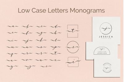 Monogram lowcase calligraphic letters graphic set, Monograms for logo