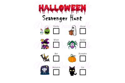 Halloween Scavenger Hunt Printable, Kids Activity, Backyard, Game, Dow
