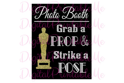 Photo Booth Sign photo sign prop decoration Black Gold Movie Award The