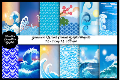 Japanese Waves Canvas Digital Papers