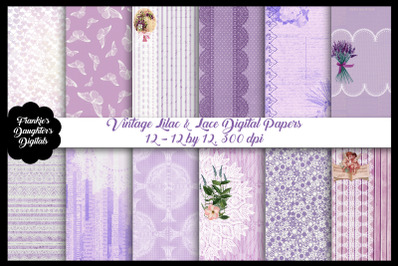 Vintage Lilac and Lace Digital Papers