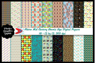 Retro Mid Century Digital Papers &28;Small Patterns&29;