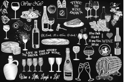 Wine Chalk &amp; Elements Clip Art