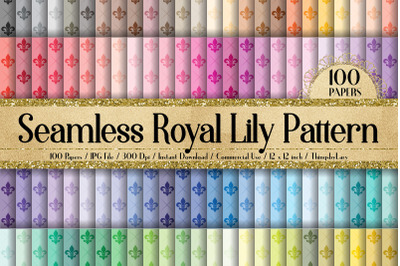 100 Seamless Fleur De Lis Royal Lily Digital Papers