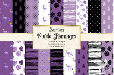 Purple Flamingo Digital Paper