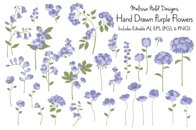 Hand Drawn Purple Flowers