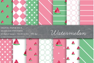 Watermelon Digital Papers, Fruit Patterns