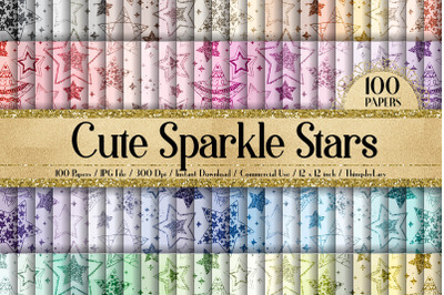 100 Seamless Cute Sparkle Glitter Galaxy Star Digital Papers