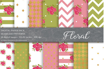 Floral Digital Papers, Floral Patterns