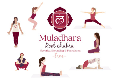 Muladhara Chakra Yoga Postures &amp; Symbol