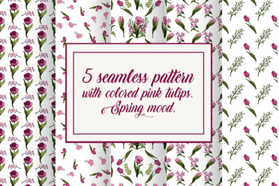 Pink tulips. Seamless pattern
