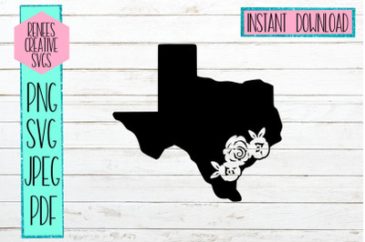 Texas w/Roses| State SVG | SVG Cutting file