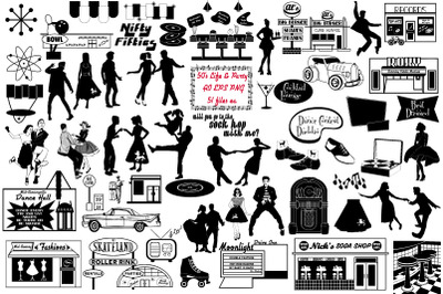 Retro 1950s Life and Party Vector AI EPS PNG