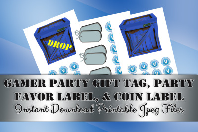 Printable Gamer Party Goody Bag and Candy Label Party Favor Coin Label