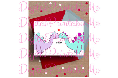 Dinosaur Valentine&#039;s day Card, Anniversary Card, Printable love, Dino