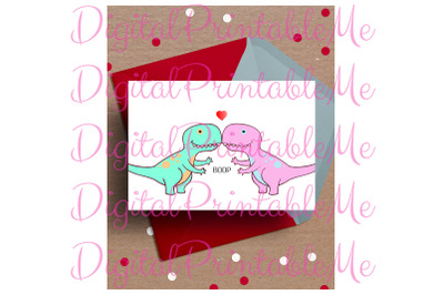 Dinosaur Valentine&amp;&23;039;s day Card&2C; Anniversary Card&2C; Printable love&2C; Dino