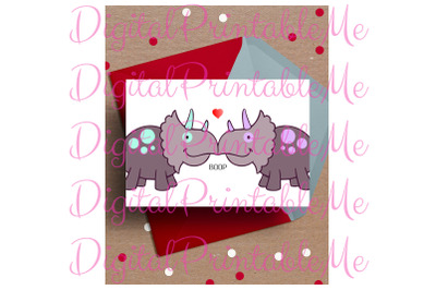 Dinosaur Valentine&amp;&23;039;s day Card&2C; Anniversary Card&2C; Printable love&2C; Dino