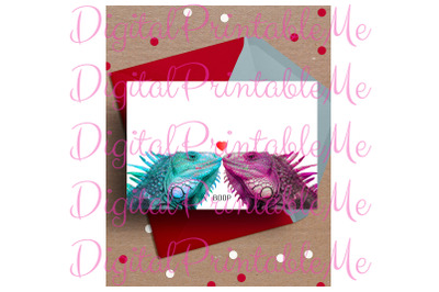 Iguana Card&2C; Valentine&amp;&23;039;s day Card&2C; Anniversary Card&2C; Printable love ca