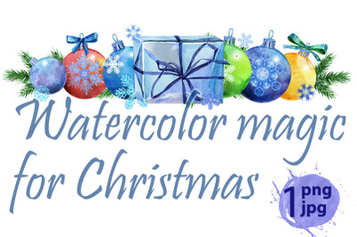 Watercolor Christmas tree border for your creativity