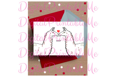 Llama Card&2C; Valentine&amp;&23;039;s day Card&2C; Llama Anniversary Card&2C; Printable lo