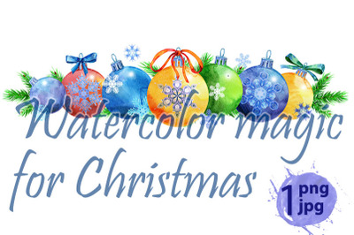 Watercolor Christmas tree border for your creativity