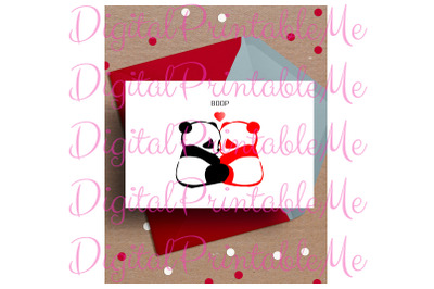 Panda Valentine&amp;&23;039;s day Card&2C; Anniversary Card&2C; Printable love&2C; Panda Ca