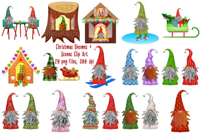 Christmas Gnomes and Scenes Clip Art