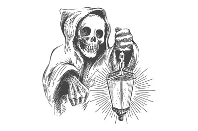 Death in a Hood with Lantern.